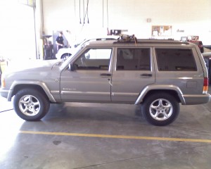 Rob's 2001 Jeep Cherokee, driven through his garage door following a burglary on August 25th.