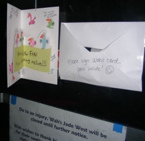 Get-well card for Wah Wong and family