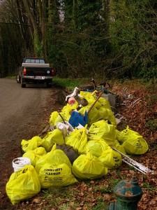 Bags of garbage collected