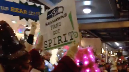 Click on the picture to see a QuickTime video of Beacon Hill's own Beaconettes paying tribute to Christmas, the Seahawks, and Macklemore at the Great Figgy Pudding Caroling Contest.